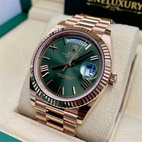 green face gold band rolex|rolex day date everose gold.